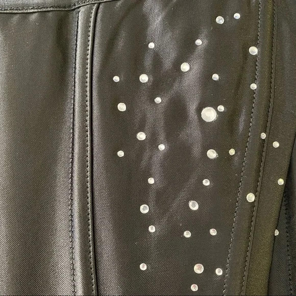 New! Black Corset with Rhinestones Diamante with Adjustable Lace up Back M - Picture 4 of 5